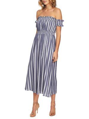 Cynthia Steffe Billie Striped Off-the-shoulder Maxi Dress