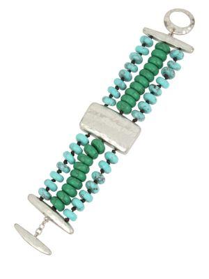 Lord Taylor Santa Fe Crystal, Blue And Green Turquoise Multi-row Bracelet