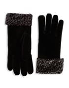 Cejon Animal-print Cuff Velvet Gloves