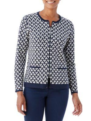 Olsen Jacquard Zip Cardigan