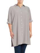 Context Roll-sleeve Button-down Tunic