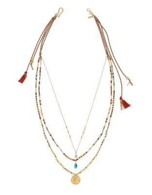 Chan Luu Smoky Quartz, Mexican Turquoise, 18k Gold And Sterling Silver Necklace