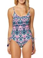 Jessica Simpson Floral Side Laced One-piece Swimsuit