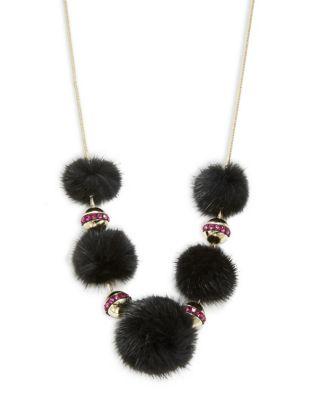 Trina Turk Crystal And Faux Fur Long Necklace