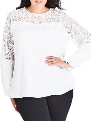 City Chic Plus Lace Victorian Shirt