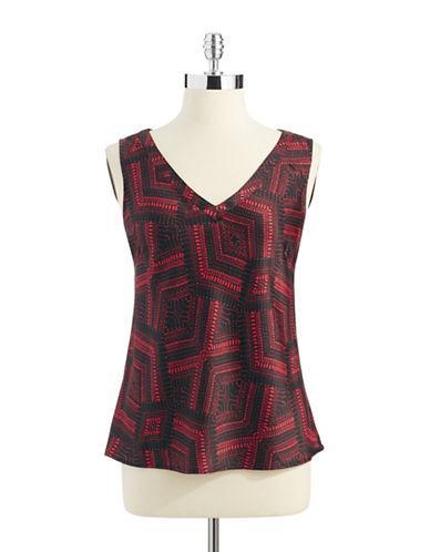 Anne Klein V-neck Patterned Shell