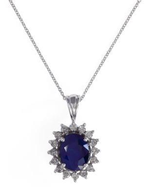 Effy Royalty 14k White Gold, Diamond & Sapphire Pendant Necklace