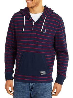 Nautica Yarn Dyed Placket Front Hoodie