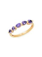 Lord & Taylor 14k Yellow Gold And Amethyst Band Ring