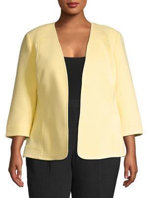Kasper V-neck Textured Open Jacket