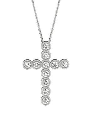 Morris & David 14k White Gold & 0.34 Tcw Diamond Cross Pendant Necklace