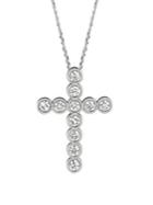 Morris & David 14k White Gold & 0.34 Tcw Diamond Cross Pendant Necklace
