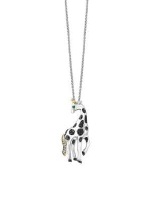 Effy 14k Yellow Gold And Sterling Silver, Diamond And Black Diamond Necklace
