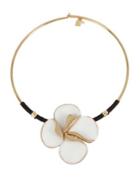 Robert Lee Morris Collection Soft Spoken Leather-wrap Flower Round Wire Necklace