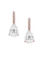 Lord & Taylor Diamond, White Topaz And 14k Rose Gold Drop Earrings