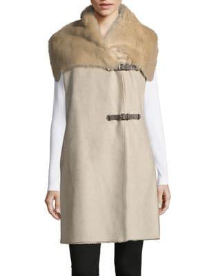 Calvin Klein Faux Fur Trimmed Suede Vest
