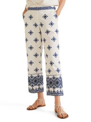 Mango Embroidered Straight Pants