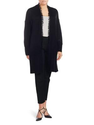 Lord & Taylor Plus Fringe Trimmed Cardigan
