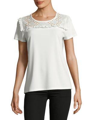 Karl Lagerfeld Paris Eyelet Bib Tee