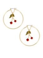 Bcbgeneration Green And Red Crystal Cherry Drop Hoop Earrings