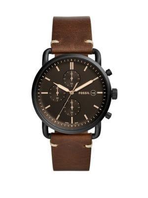 Fossil The Commuter Chronograph Stainless Steel & Leather-strap Watch