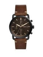 Fossil The Commuter Chronograph Stainless Steel & Leather-strap Watch