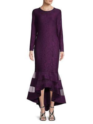 Lauren Ralph Lauren Long Sleeve Lace Mermaid Midi Dress