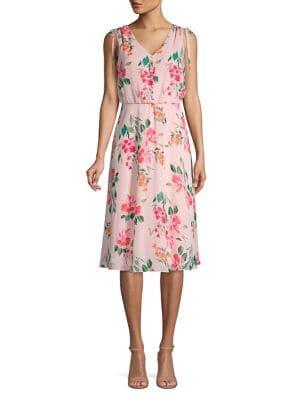 Eliza J Petite Floral Chiffon Fit-&-flare Dress