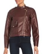 Design Lab Lord & Taylor Faux Leather Moto Jacket