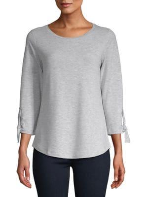 Jones New York Heathered Tie-cuff Top