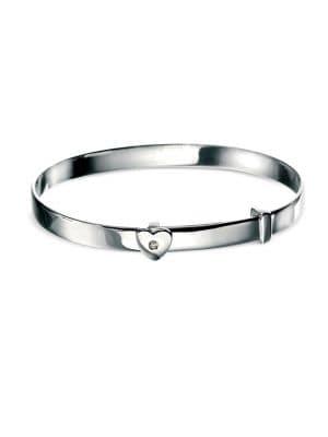 D For Diamond Sterling Silver & Diamond Heart Slider Bangle Bracelet