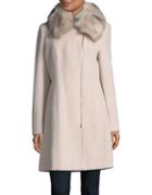 Karl Lagerfeld Paris Faux Fur-trim Wool Blend Coat