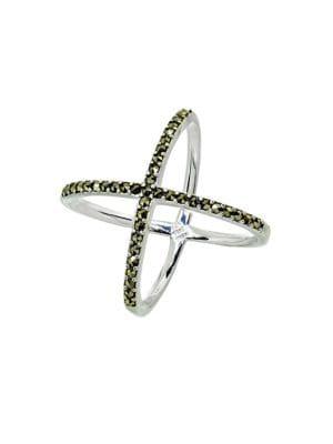 Designs Sterling Silver And Marcasite X Ring