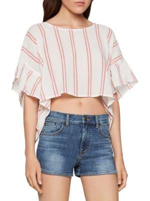 Bcbgeneration Ruffle Sleeve Striped Top