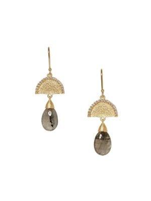 Sole Society Goldtone And Labradorite Wire-wrapped Fan Drop Earrings