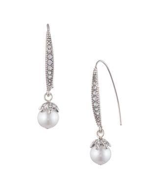 Marchesa Linear Faux-pearl And Crystal Earrings