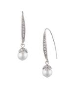 Marchesa Linear Faux-pearl And Crystal Earrings