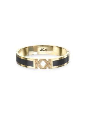 Karl Lagerfeld Double K Swarovski Crystal Narrow Bangle Bracelet