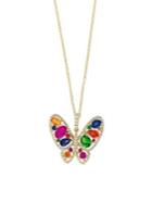 Effy Watercolors Diamond, Sapphire And 14k Yellow Gold Butterfly Pendant Necklace