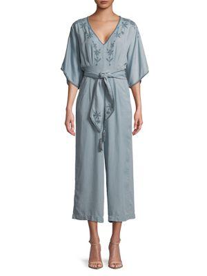 Banjara May Embroidered Wide-leg Cotton Jumpsuit