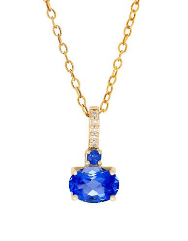 Lord & Taylor Sapphire And Diamond 14k Yellow Gold Pendant Necklace