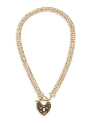 Bcbgeneration Starry Eyed Lovers Goldtone Heart Lock Pendant Necklace