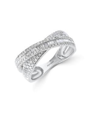 Effy Classique 14k White Gold & Baguette Diamond Crisscross Ring