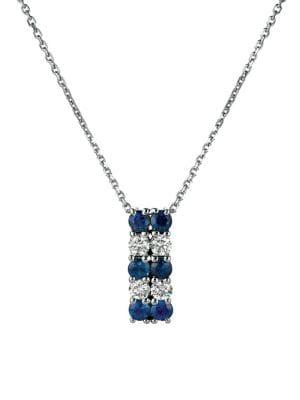 Morris & David 14k White Gold, Sapphire & Diamond Pendant Necklace
