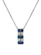 Morris & David 14k White Gold, Sapphire & Diamond Pendant Necklace