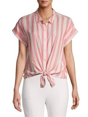 Vince Camuto Petite Striped Tie-front Blouse