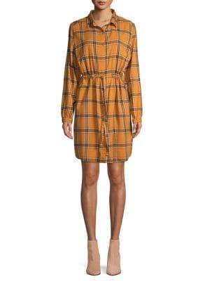 C & C California Plaid Cotton Blend Shirtdress