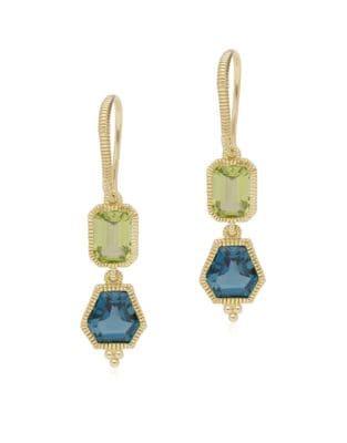 Ripka Boca Peridot, London Blue Topaz And 14k Yellow Gold Drop Earrings