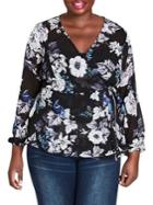 City Chic Plus Floral Long-sleeve Top
