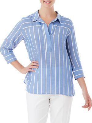 Olsen Three-quarter Sleeve Striped Blouse
